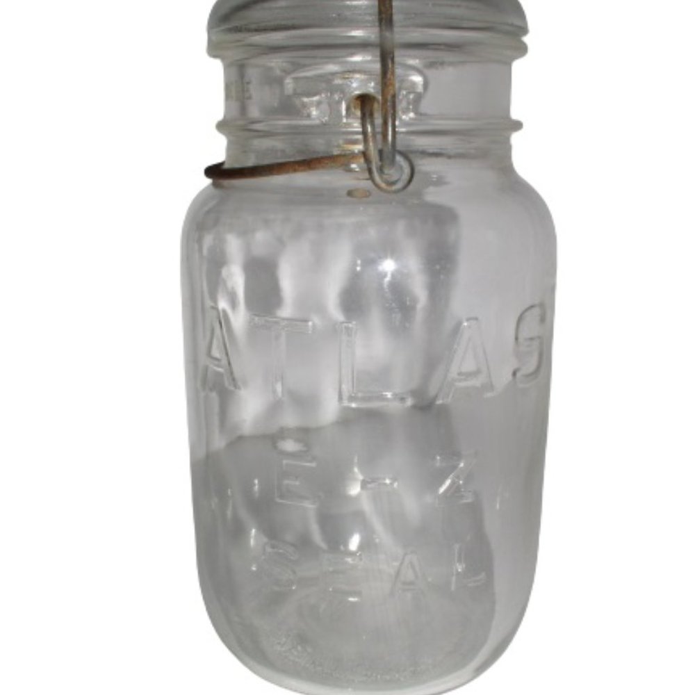 Vintage Atlas E-Z Canning Jar with Glass Lid #14